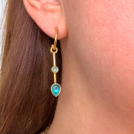 Blue Drop Crystals Steel Necklace or Hoops