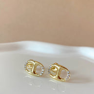 Marine Link Golden and Crystals Earrings