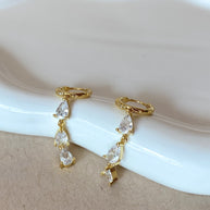 Crystal Drop Golden Hoops
