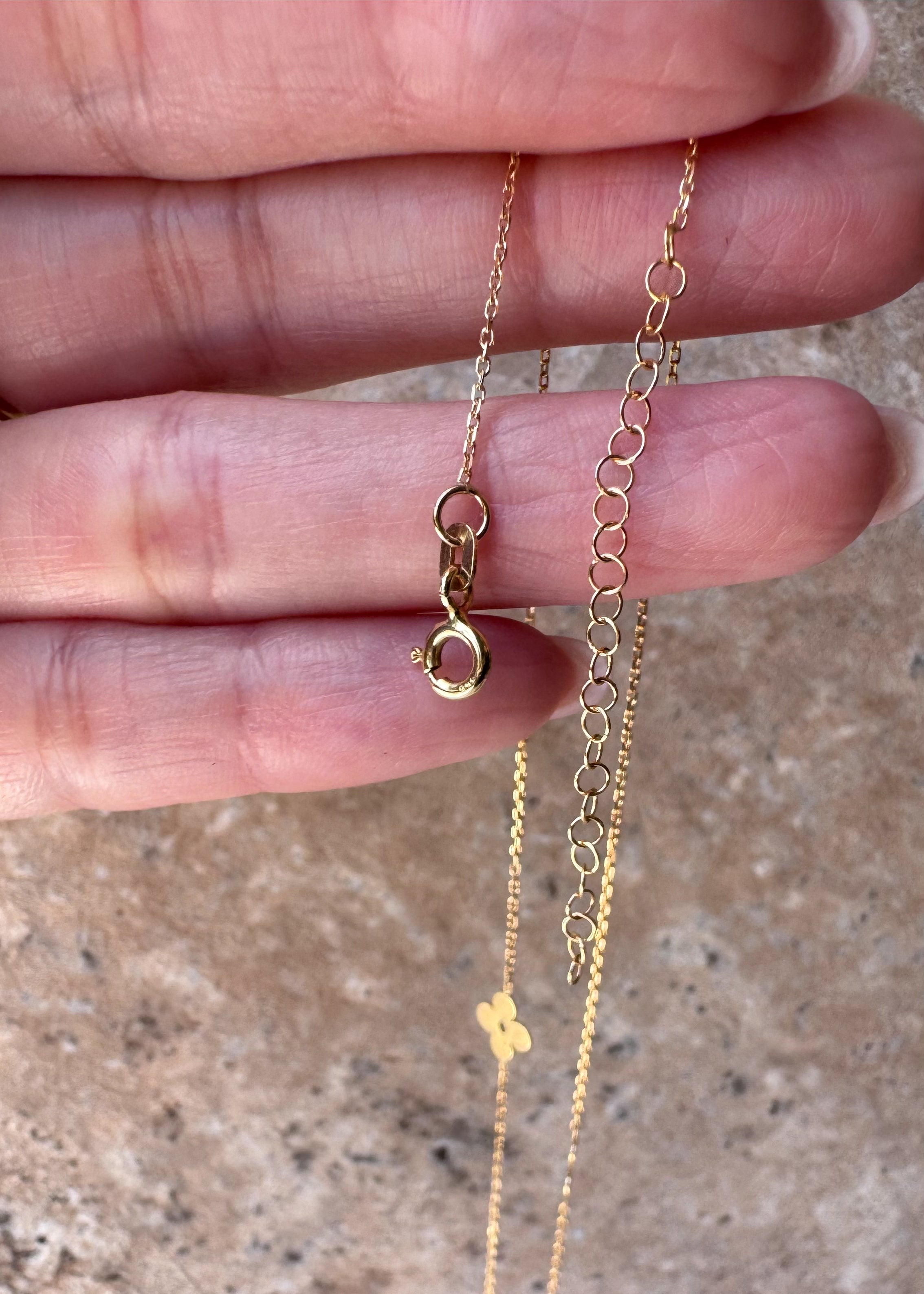Flowers Chain 18K Solid Italian Gold Necklace