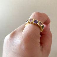 Crystals Hearts Colorful Rings