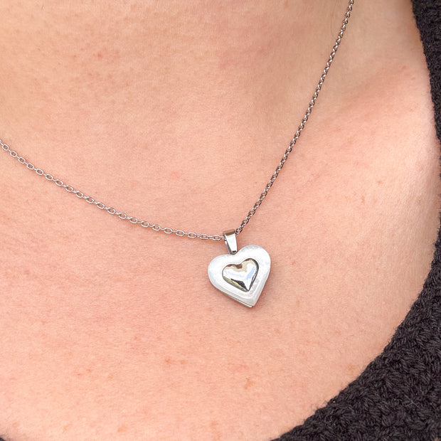 Silver Heart Steel Necklace