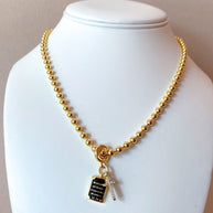 Black Bible Verse and Cross Necklace
