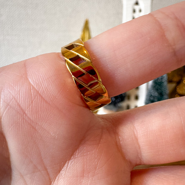Golden Intertwined Steel Ring