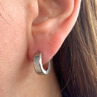 Silver Classic Mother of Pearl Steel Hoops