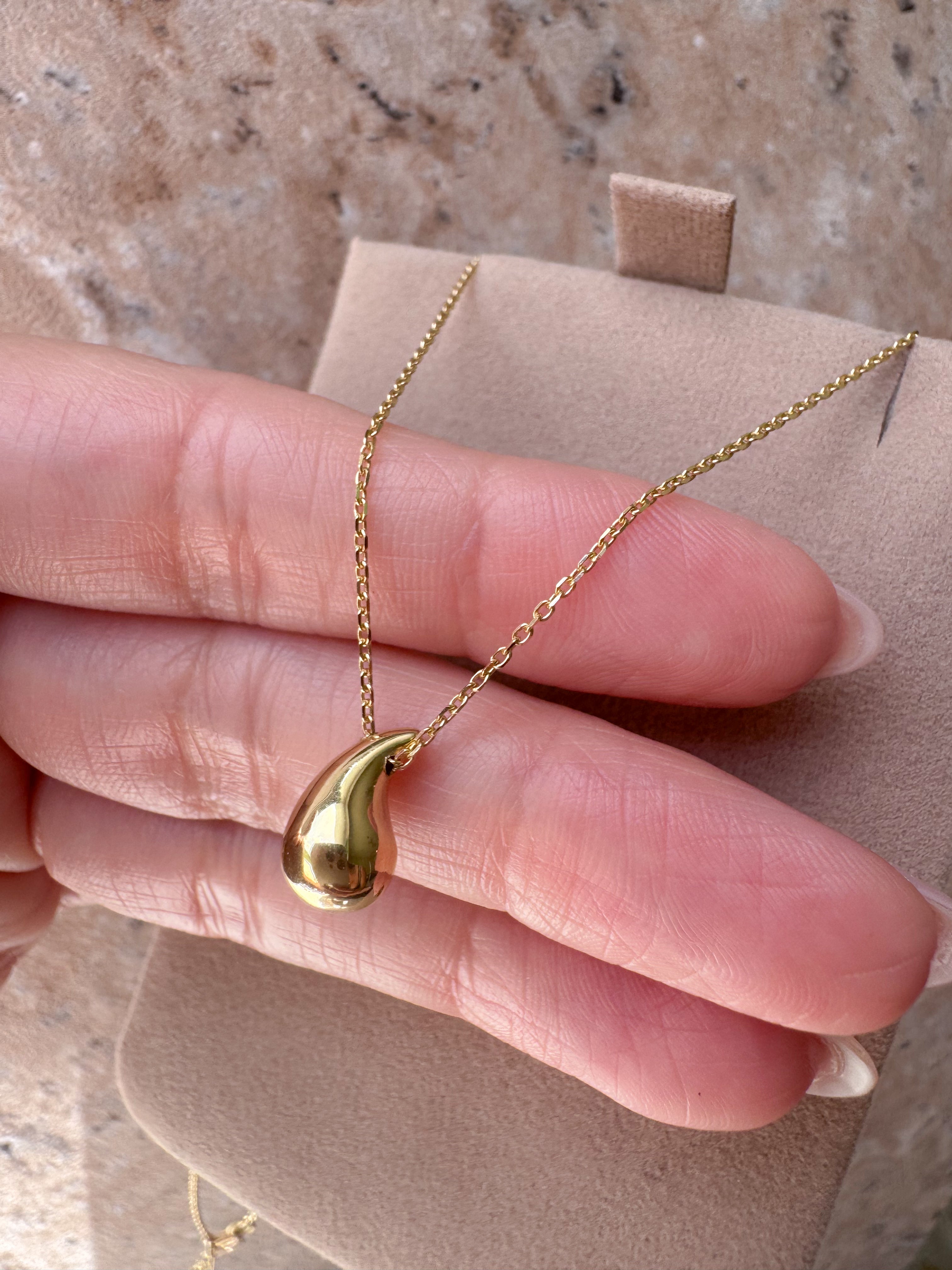 Drop Style Chain 18k Solid Gold Necklace