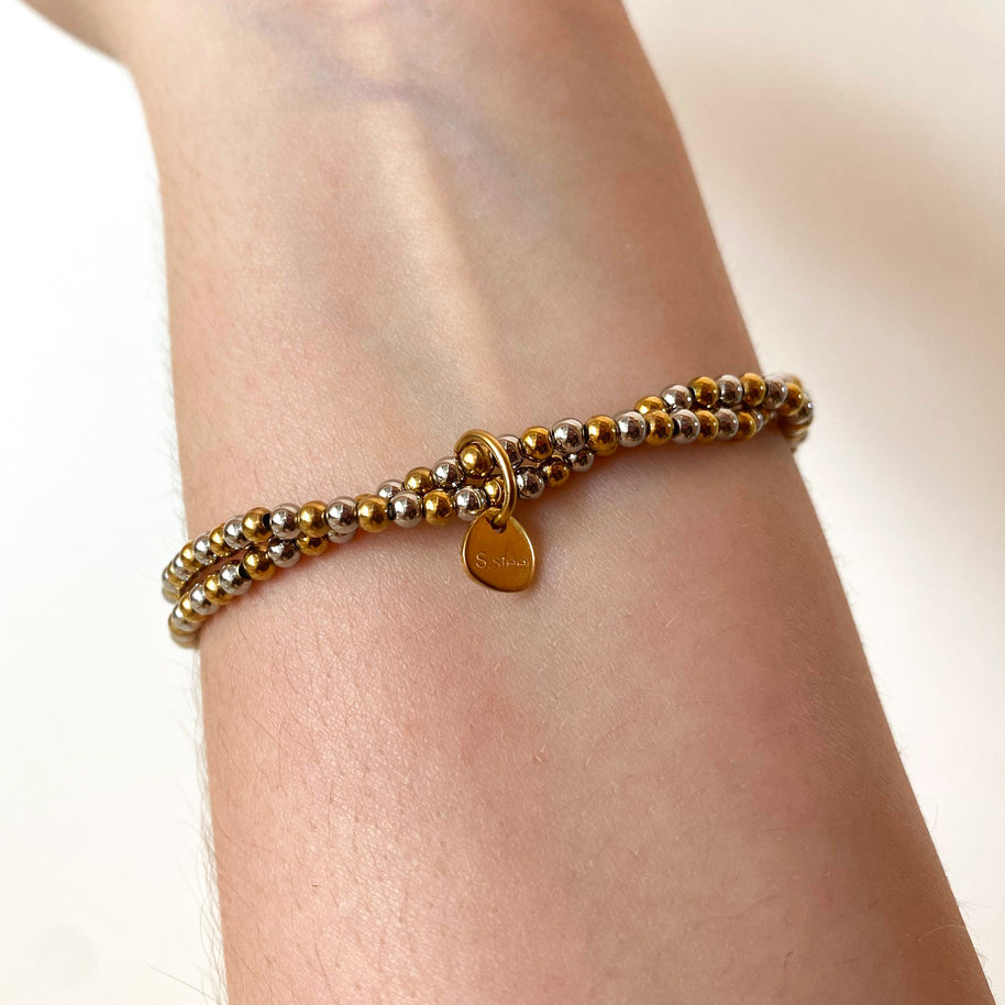 Double Elastic Silver and Gold Steel Bracelet