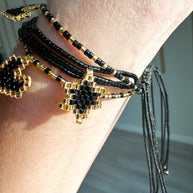 Pulseras Miyuki Black & Gold
