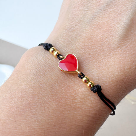 Little Hearts Black Thread Bracelet
