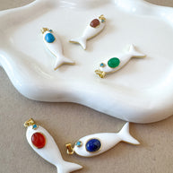 White & Multicolor Fishes Charms