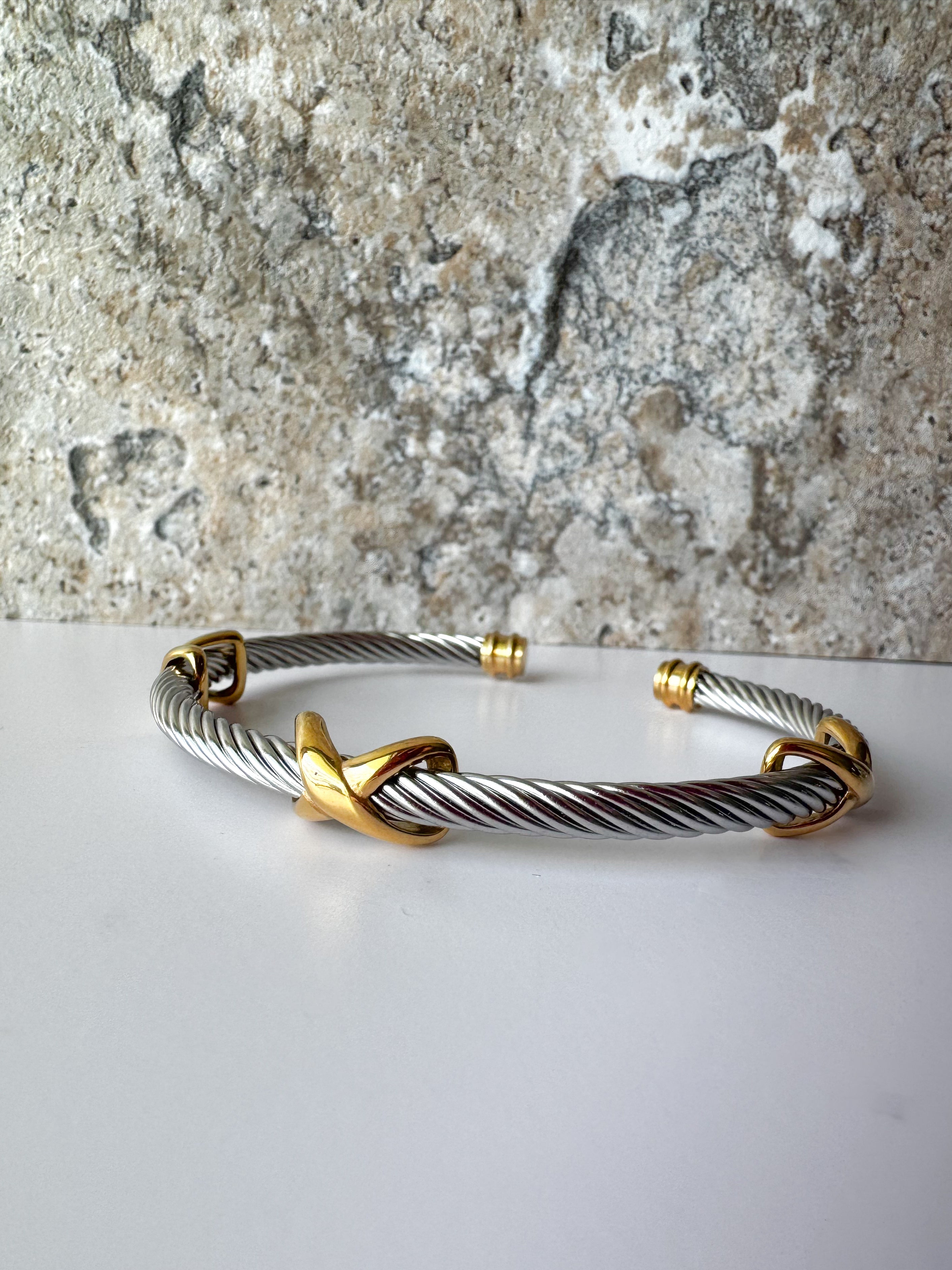 X Gold & Silver Steel Bracelet