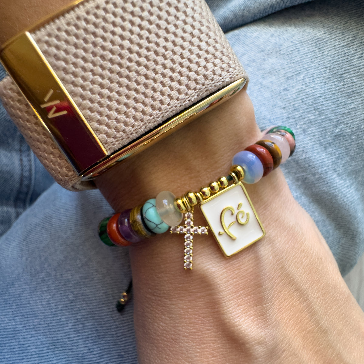Multicolor Faith and Cross Scapular Adjustable Bracelet