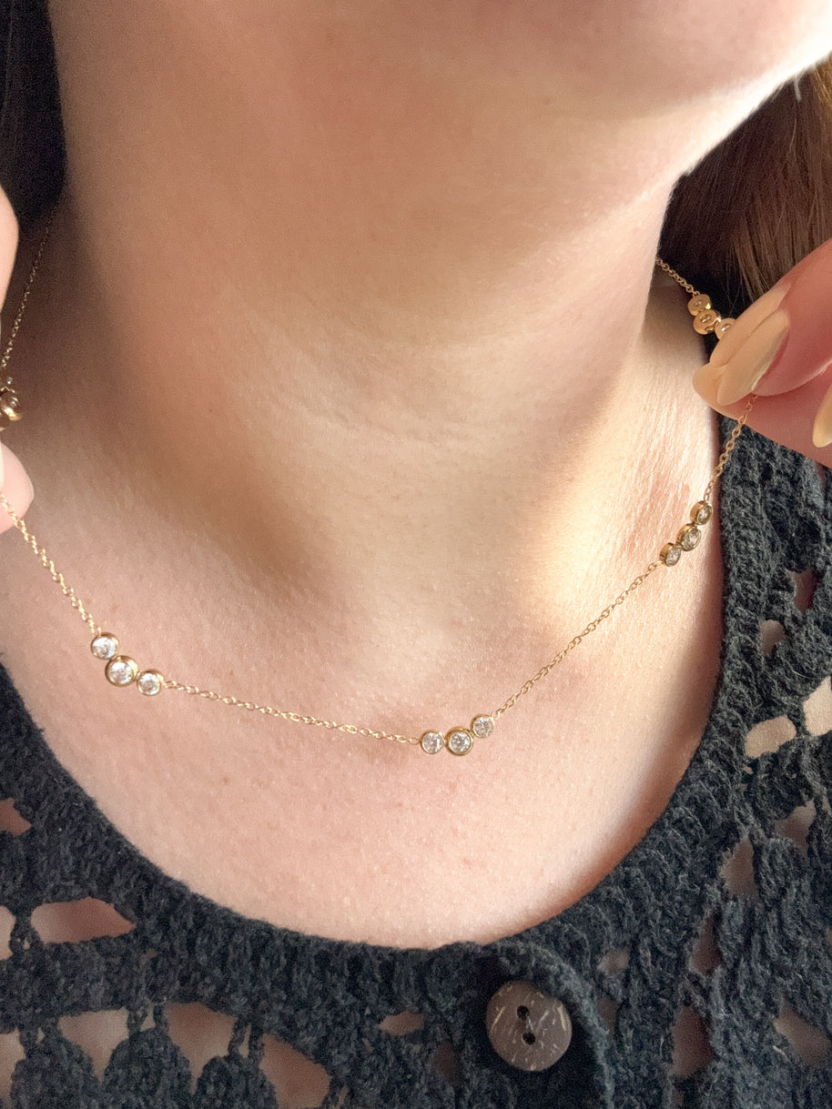 Crystal Pattern Silver & Gold Necklace