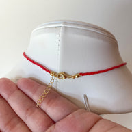 Red and Turquoise Blue Golden Miyuki Choker Necklace