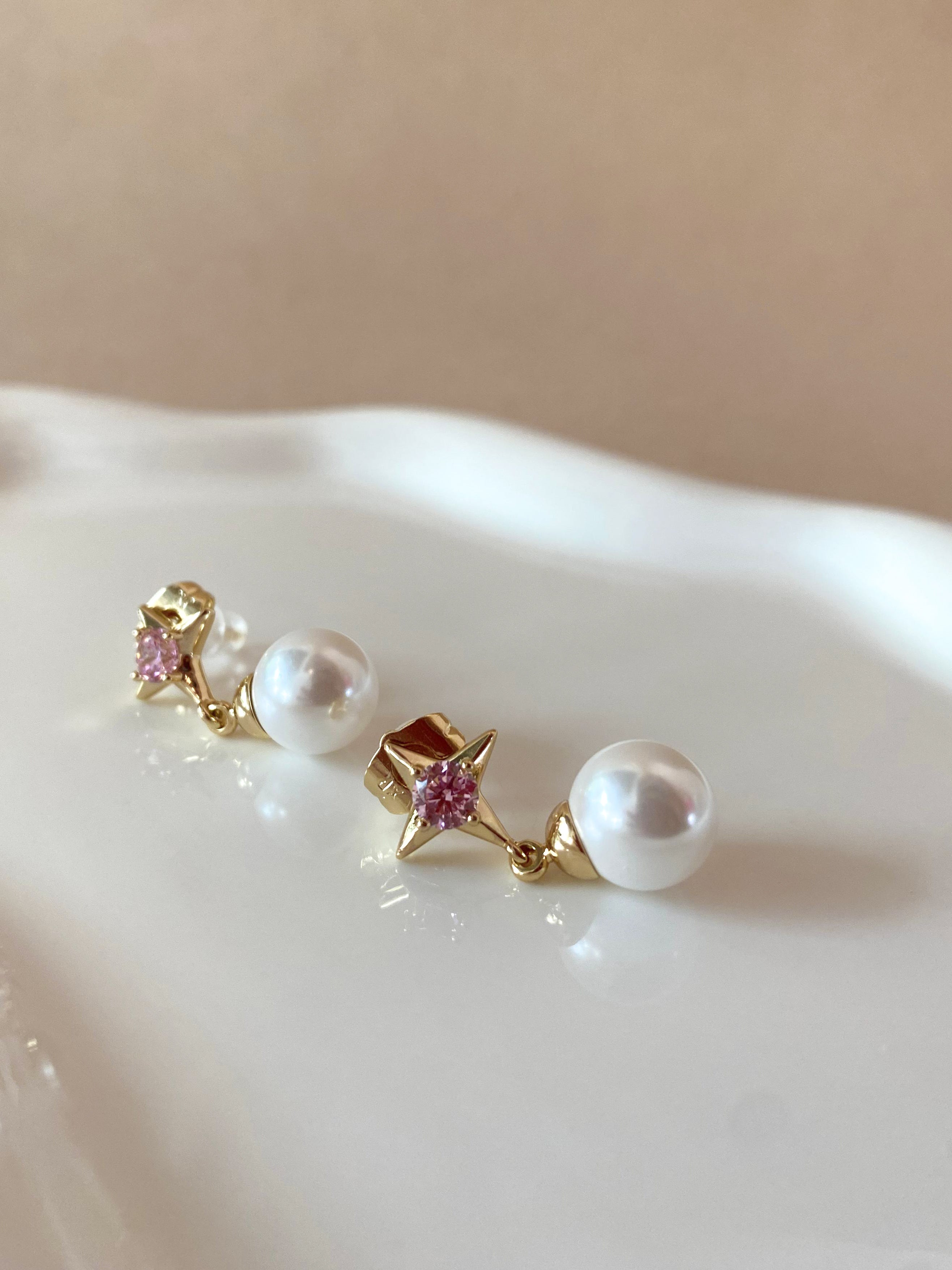 Purple and Pearls Crystal Large Earrings