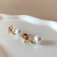 Purple and Pearls Crystal Large Earrings