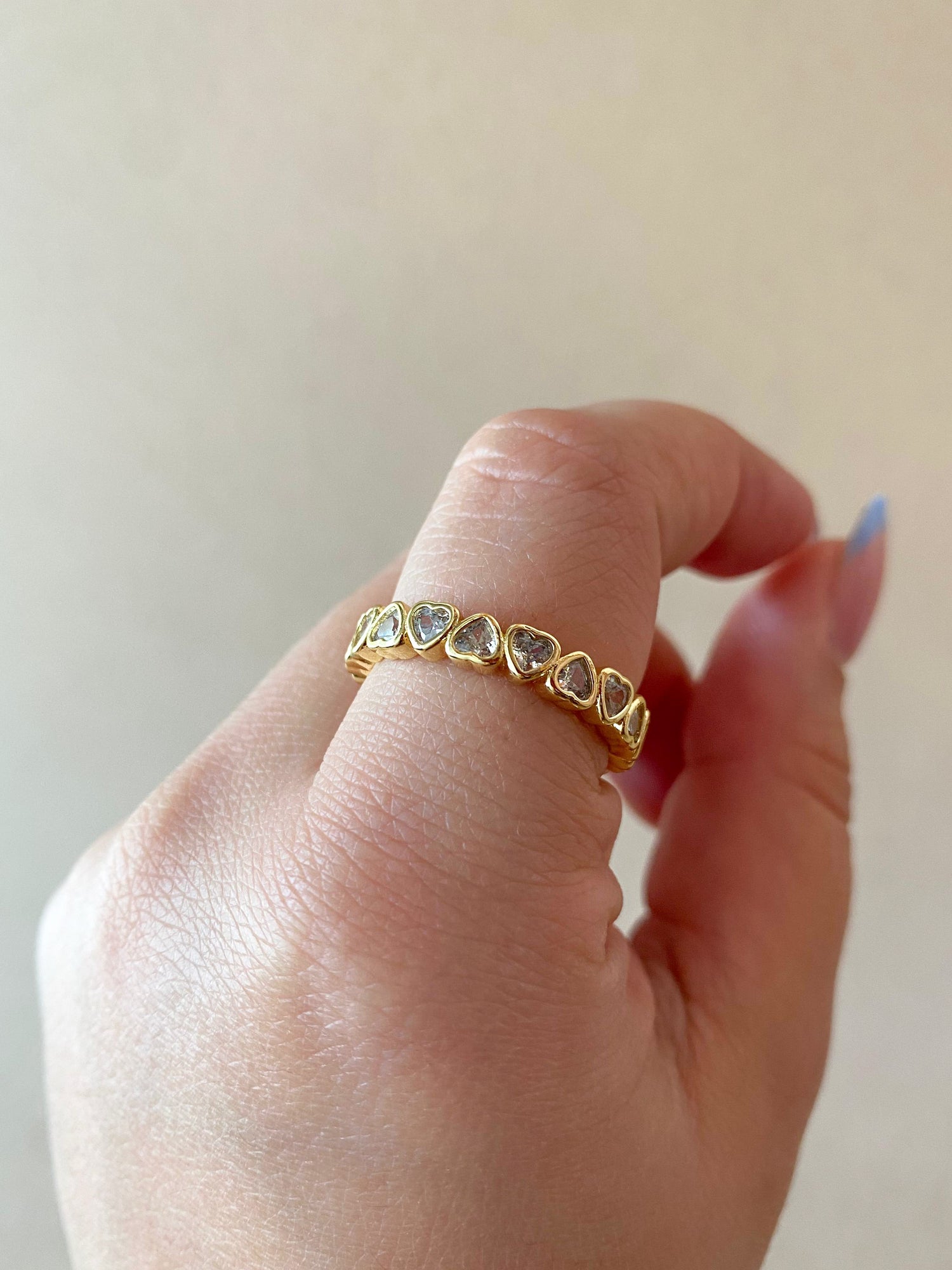 Little Clear Hearts Pattern Crystal Ring