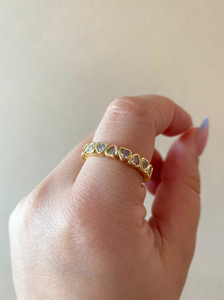 Little Clear Hearts Pattern Crystal Ring