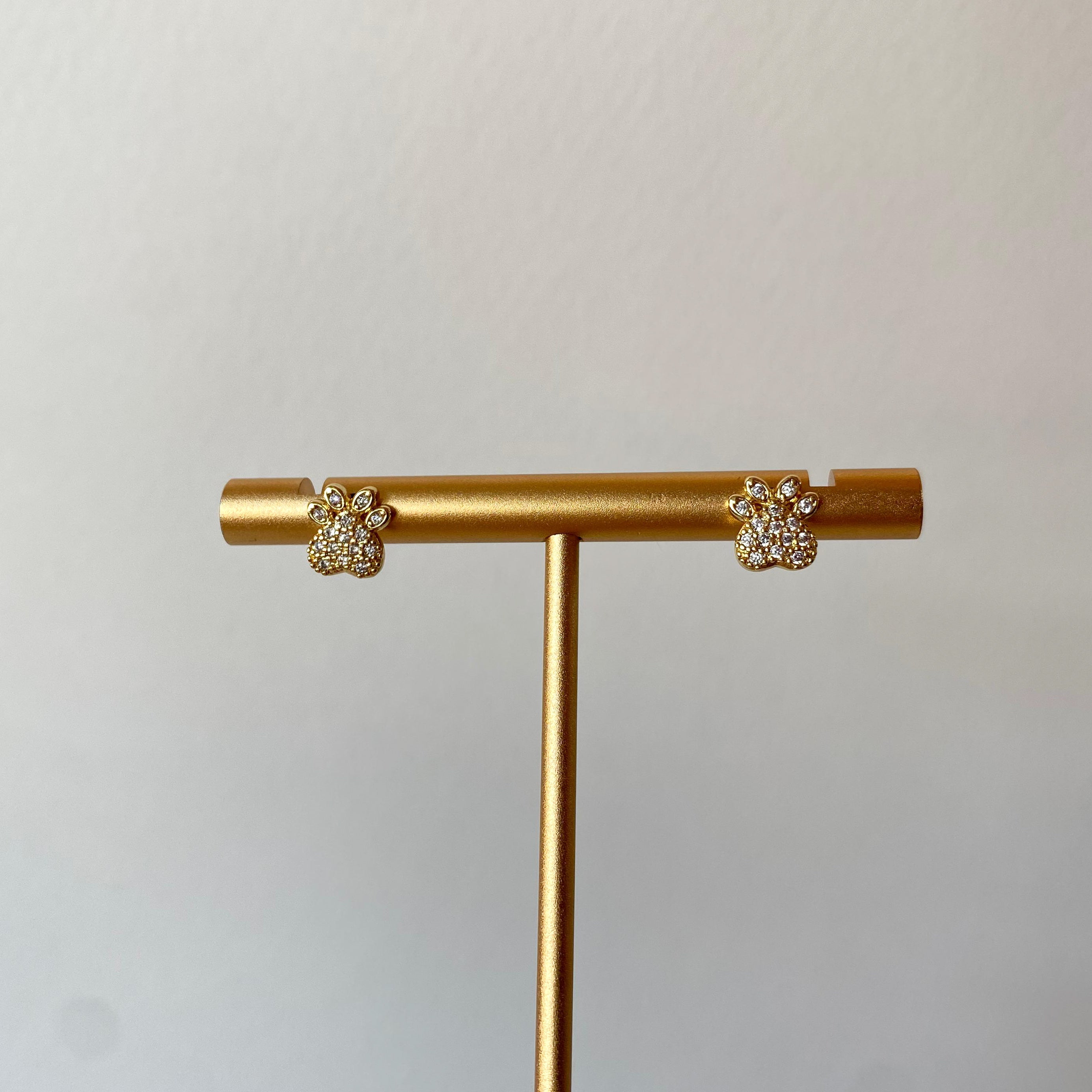 Golden Little Zircon Puppy Paw 🐾 Earrings