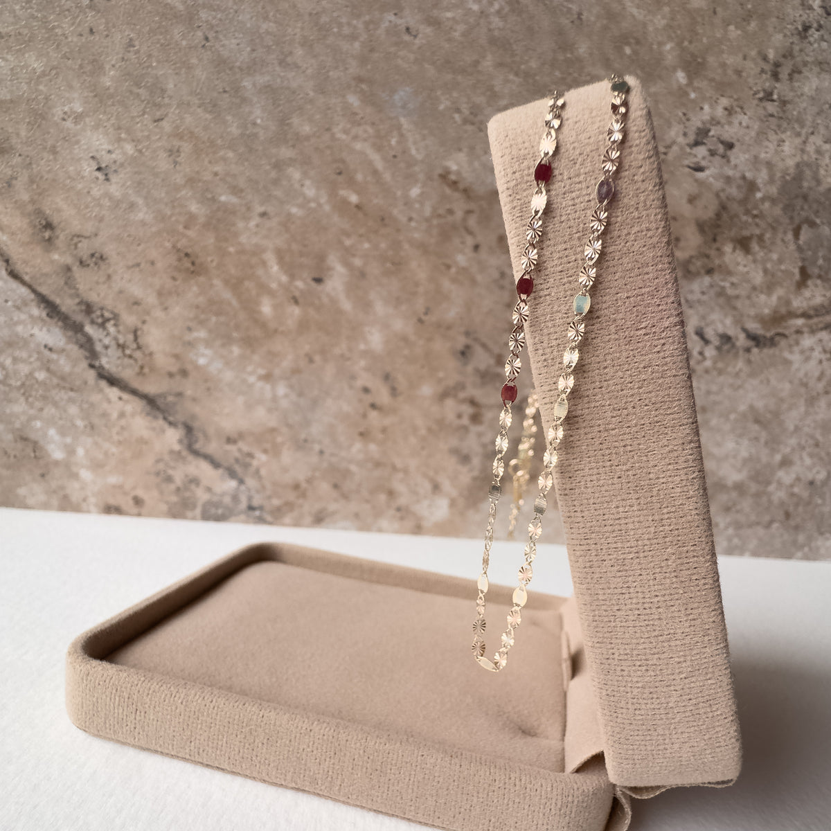 Alternating Style Chain 14K Solid Gold Necklace