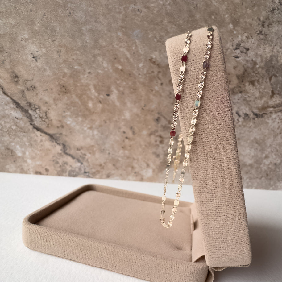 Alternating Style Chain 14K Solid Gold Necklace