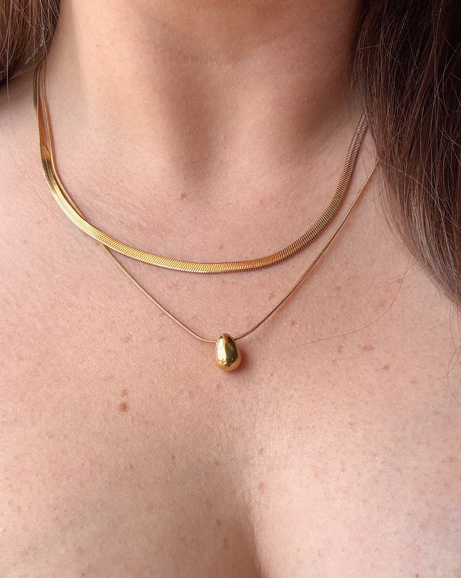Gold Snake Style Double Chain Necklace