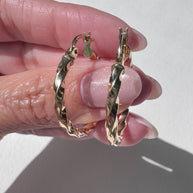 Spiral 14K Solid Gold Medium Hoops