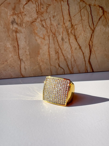 Anillo Cuadrado Cristales Claros