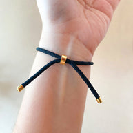 2 Shiny Girls and Heart Black Adjustable Bracelet