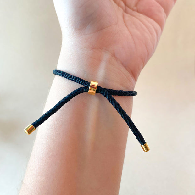 2 Shiny Girls and Heart Black Adjustable Bracelet