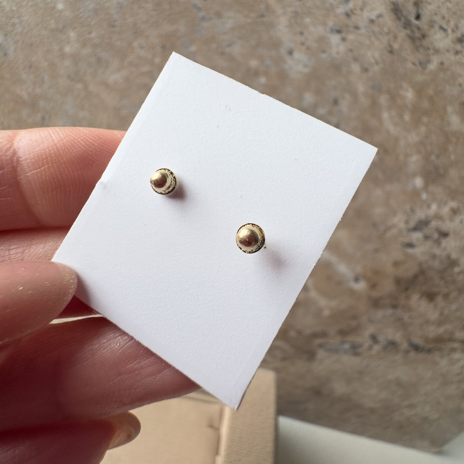 Blue Crystal Topitos 14K Solid Gold Earrings