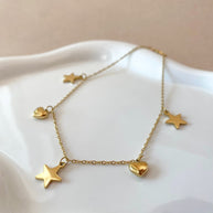 Little Stars and Hearts Pattern Steel Anklet
