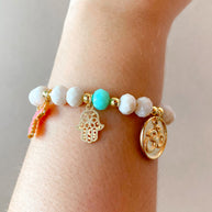 Hamsa, Pink Heart and Relax Spiritual Charms Bracelet