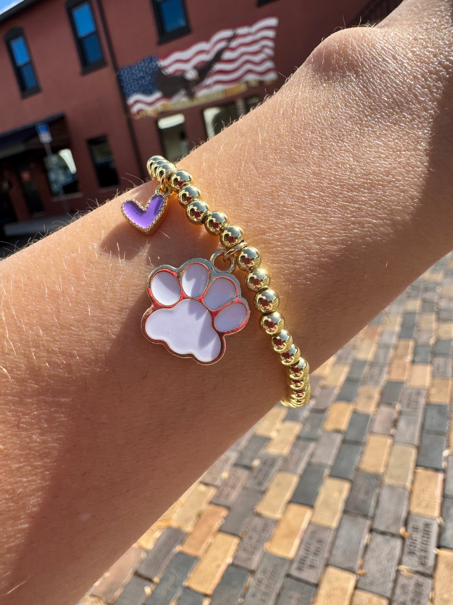 Purple Heart Dog Paw Bracelet