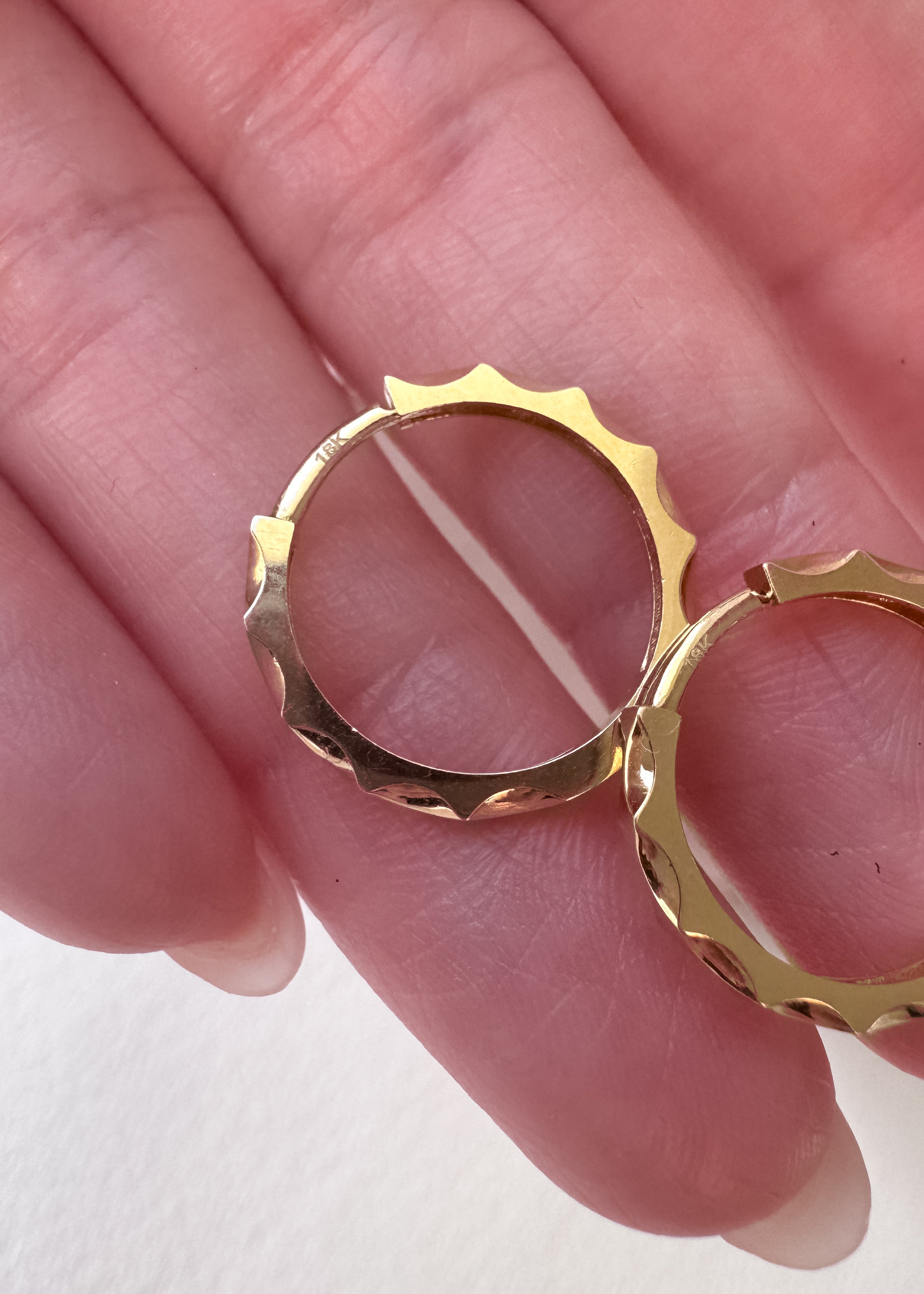 Beveled Style 18k Solid Gold Hoops