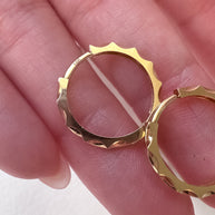 Beveled Style 18k Solid Gold Hoops