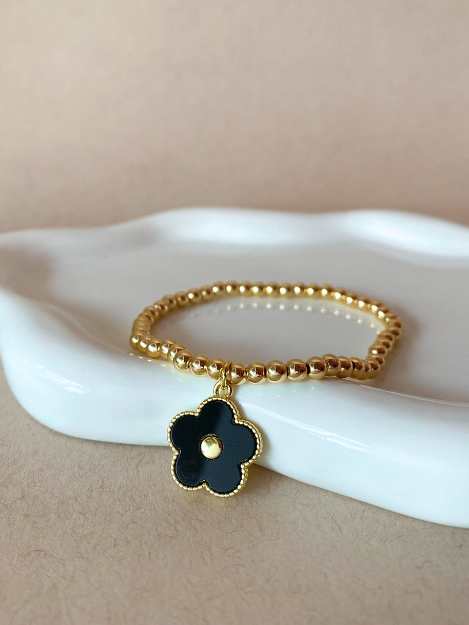 Black Flower Elastic Bracelet