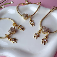 Golden Big Heart Crystal Kids Bracelet