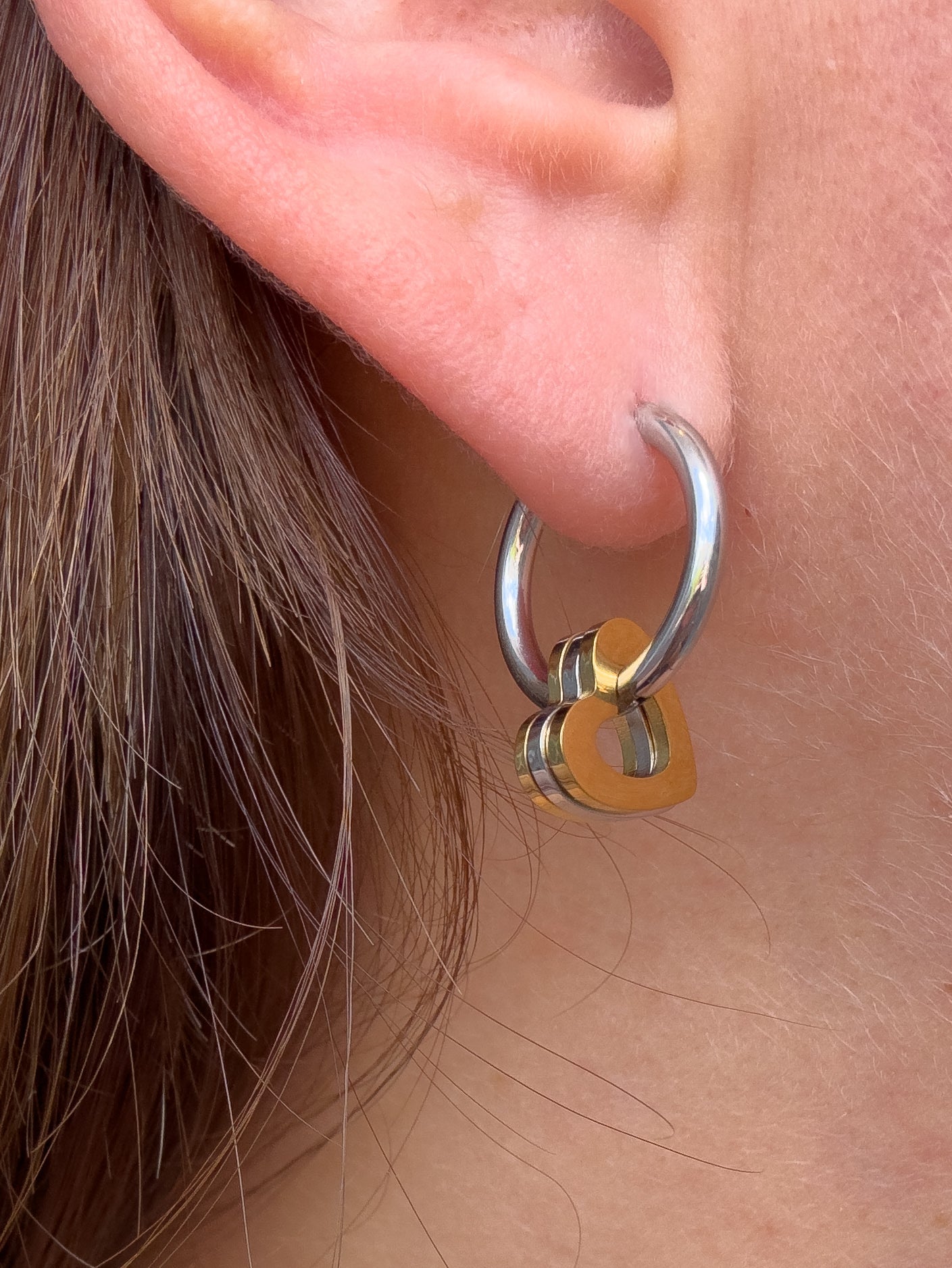 Silver and Gold Multi Heart Steel Hoops