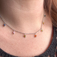 Colorful Beads Silver Necklace