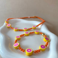 Orange Crystals Necklace and Bracelet Set