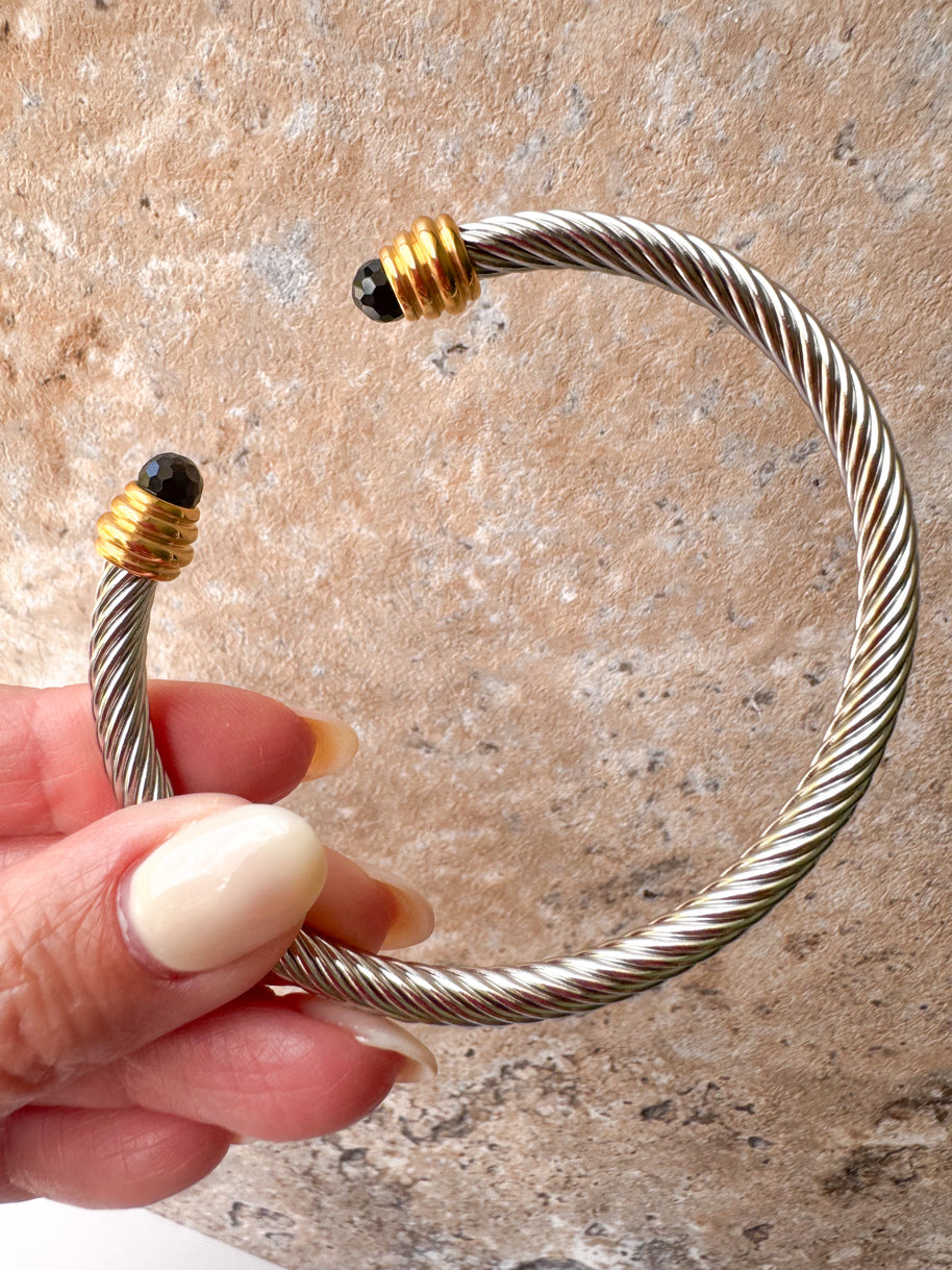 Golden, Silver & Black Steel Bracelet