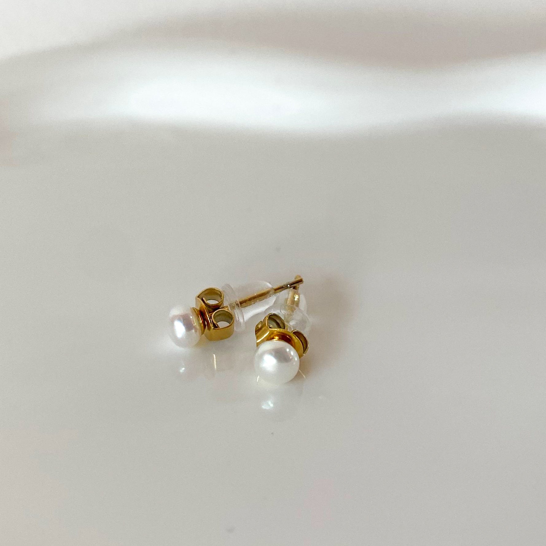 Little Pearls Golden Steel Circular Earrings