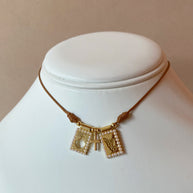 Jesus Heart and St Miguel Scapular Leather Necklace