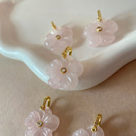 Pink Quartz Crystal Roses Charms