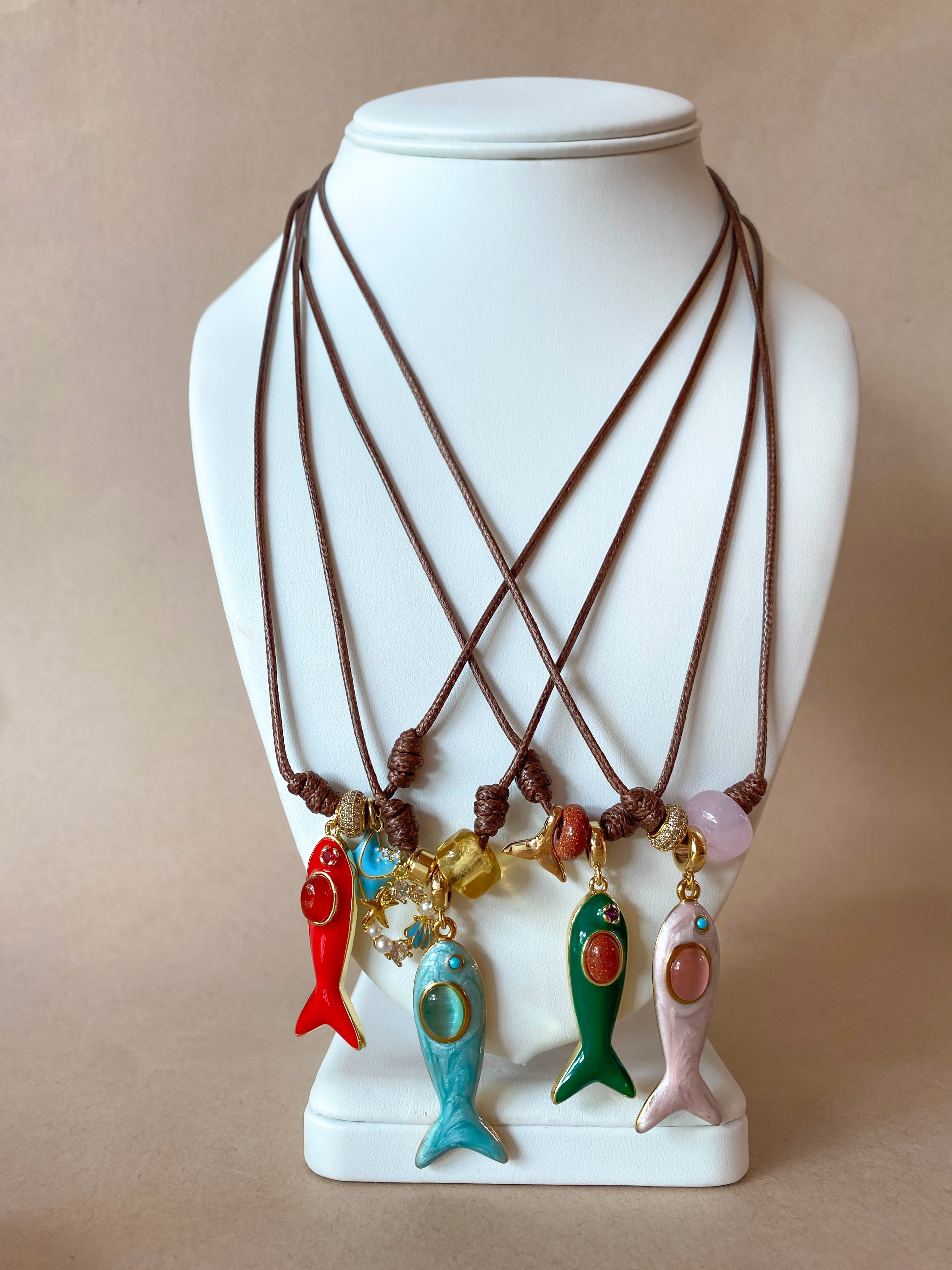 Different Styles of Fish Leather Adjustable Necklaces