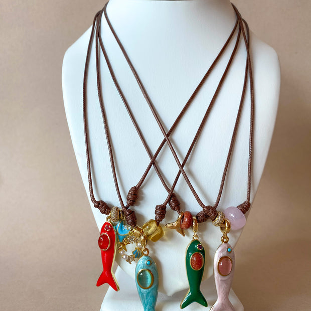 Different Styles of Fish Leather Adjustable Necklaces