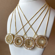 Crystal Circular Initial Necklaces