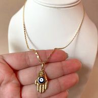 Hamsa Evil Eye Golden  Large Necklace