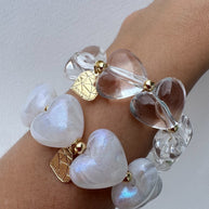2 Styles of Elastic Acrylic Hearts Bracelets